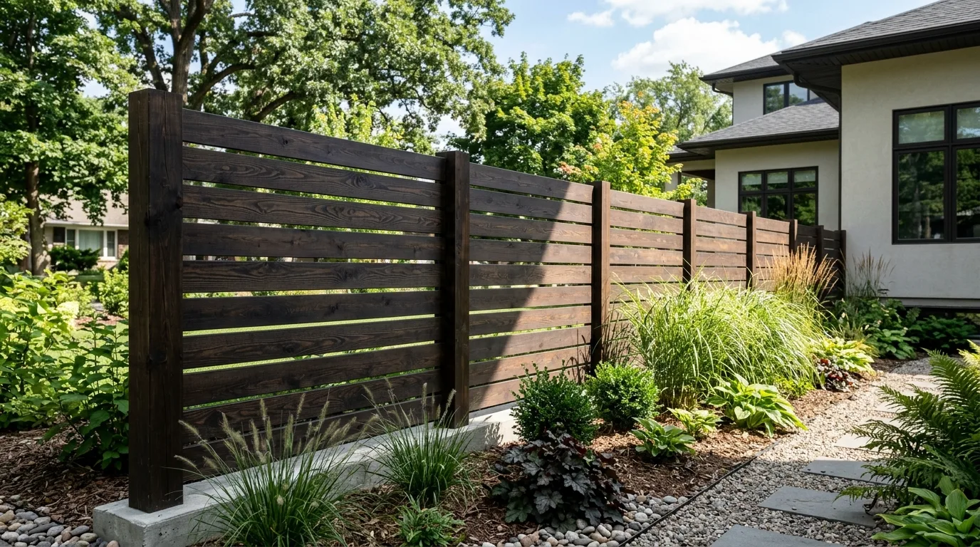 Horizontal Slat Fence on a Budget